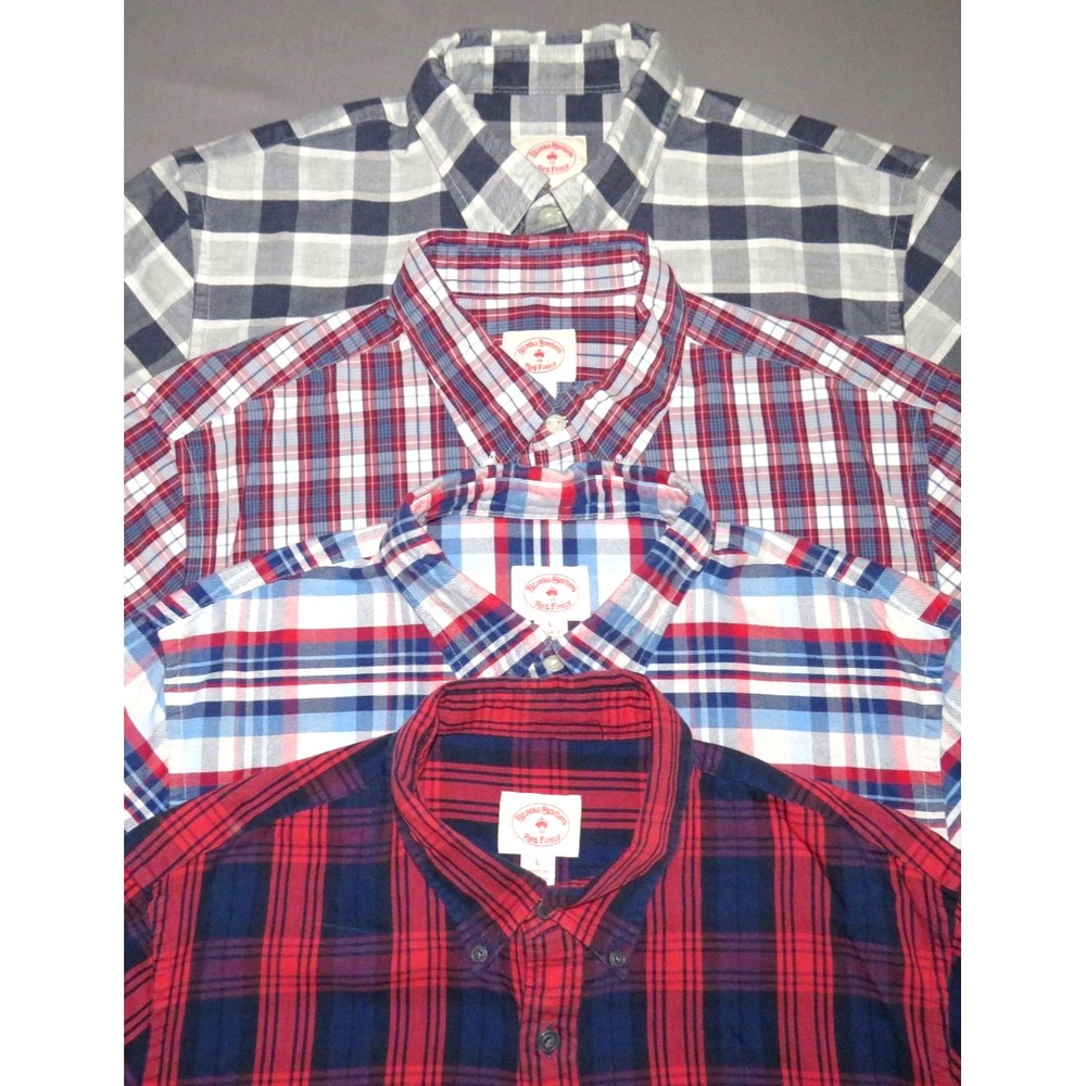 Lot of 4~ Brooks Brothers Red Fleece Plaid Button Up Shirts Men's Large